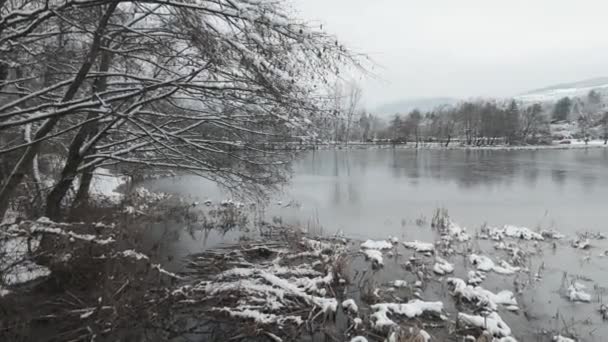保加利亚索菲亚市Pancharevo湖冬季景观 — 图库视频影像