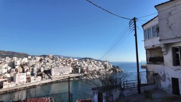 Panorama Över Kustlinjen Staden Kavala Östra Makedonien Och Thrakien Grekland — Stockvideo