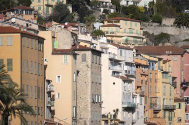 MENTON, FRANCE - 27 HAZİRAN 2024: Menton kıyılarının panoraması, Provence Alpes-Cote d 'Azur, Fransa