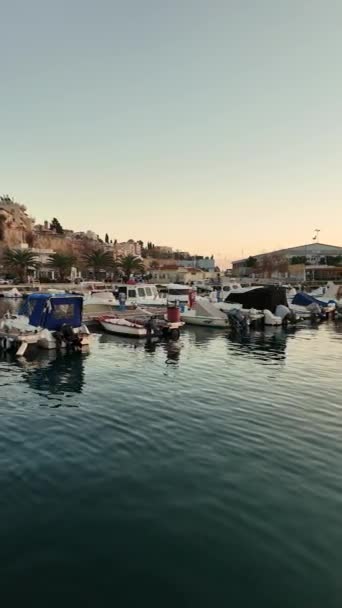 Kavala Görögország December 2023 Sunset Panorama Port City Kavala Eastern — Stock videók