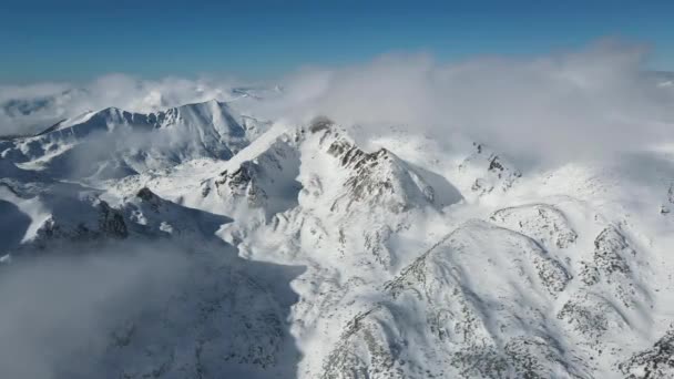 Удивительный Вид Высоты Зимы Гору Пирин Близ Гор Полежан Безбог — стоковое видео