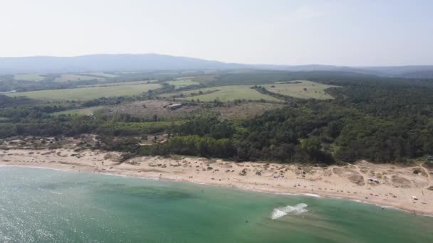 Letecký Pohled Pobřeží Černého Moře Blízkosti Pláže Coral Burgas Region — Stock video
