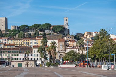 CANNES, FRANCE - JANUARY 29, 2024: Panorama of town of Cannes, Provence Alpes-Cote d'Azur, France clipart