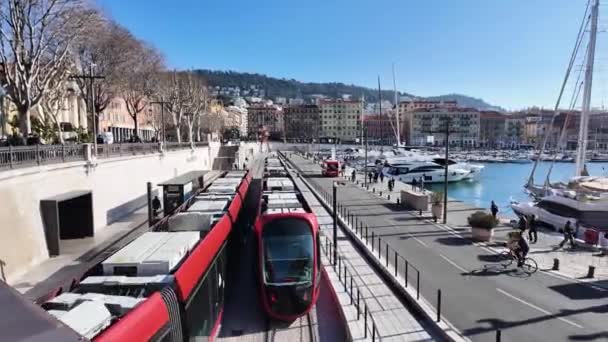 Nice Γαλλια Ιανουαριου 2024 Καταπληκτική Θέα Του Λιμανιού Της Νίκαιας — Αρχείο Βίντεο