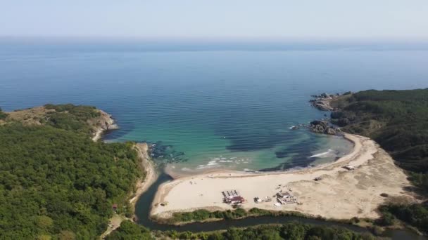 保加利亚布尔加斯地区Rezovo村附近Silistar海滩的空中景观 — 图库视频影像