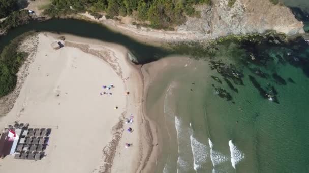 Vista Aérea Playa Silistar Cerca Del Pueblo Rezovo Región Burgas — Vídeo de stock