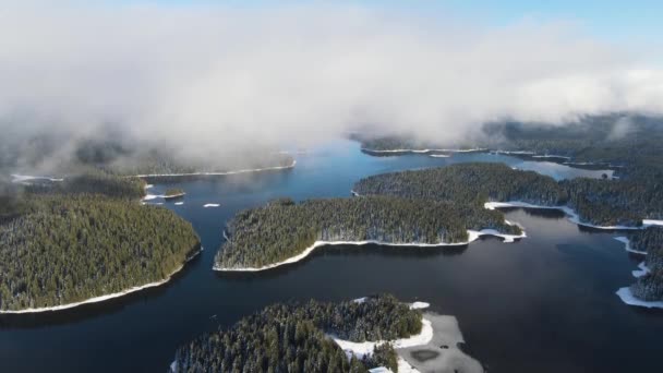 Aerial Winter View Shiroka Polyana Wide Meadow Reservoir Pazardzhik Region — стоковое видео
