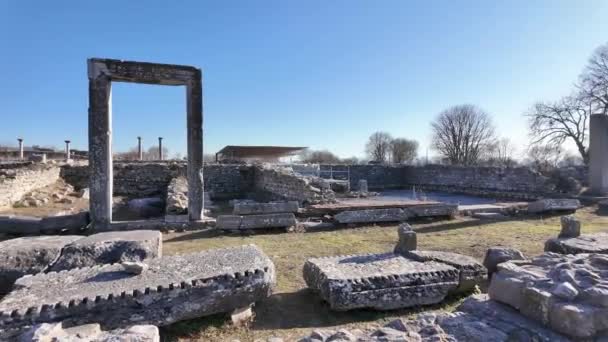Αρχαία Ερείπια Στην Αρχαιολογική Περιοχή Των Φιλίππων Της Ανατολικής Μακεδονίας — Αρχείο Βίντεο