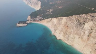 Lefkada, İyon Adaları, Yunanistan 'ın kıyı şeridinin inanılmaz panoramik manzarası