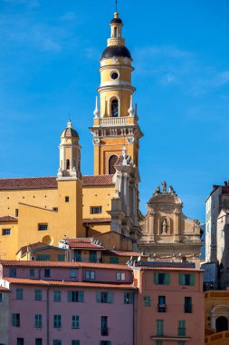 Eski şehir Menton 'un Panoraması, Provence Alpes-Cote d' Azur, Fransa