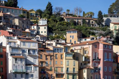 Eski şehir Menton 'un Panoraması, Provence Alpes-Cote d' Azur, Fransa