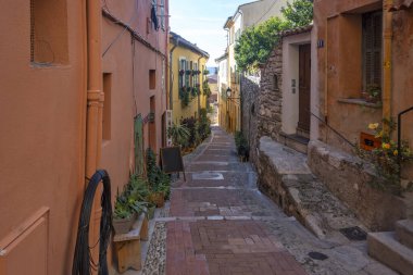Eski şehir Menton 'un Panoraması, Provence Alpes-Cote d' Azur, Fransa
