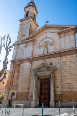 Eski şehir Menton 'un Panoraması, Provence Alpes-Cote d' Azur, Fransa