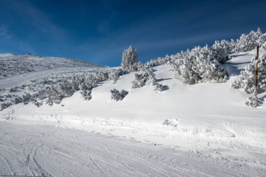 Bulgaristan 'ın Musala zirvesi yakınlarındaki Rila Dağı' nın İnanılmaz Kış Manzarası