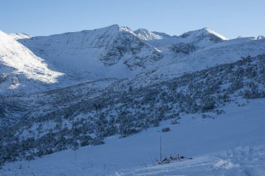 Bulgaristan 'ın Musala zirvesi yakınlarındaki Rila Dağı' nın İnanılmaz Kış Manzarası