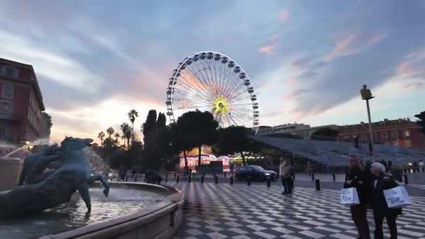Nice Frankrijk Januari 2024 Geweldig Uitzicht Place Massena Nice Provence — Stockvideo