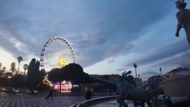 Nice Francia Enero 2024 Increíble Vista Place Massena Ciudad Niza — Vídeo de stock