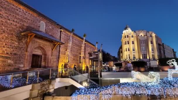 Plovdiv Βουλγαρια Δεκεμβριου 2023 Καταπληκτική Θέα Στο Ηλιοβασίλεμα Του Κέντρου — Αρχείο Βίντεο