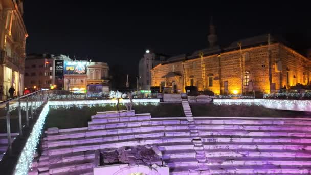 Plovdiv Bulgarien December 2023 Fantastisk Utsikt Över Solnedgången Centrum Staden — Stockvideo
