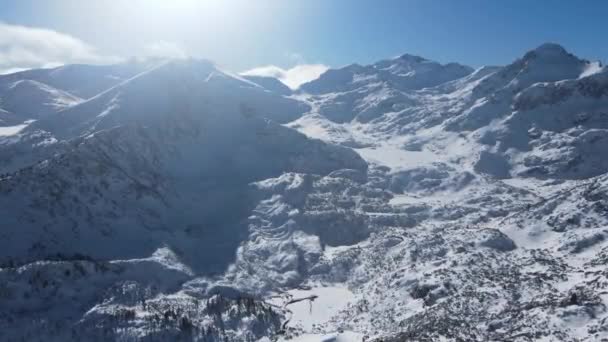 Incroyable Vue Aérienne Hiver Montagne Pirin Près Polezhan Bezbog Peaks — Video