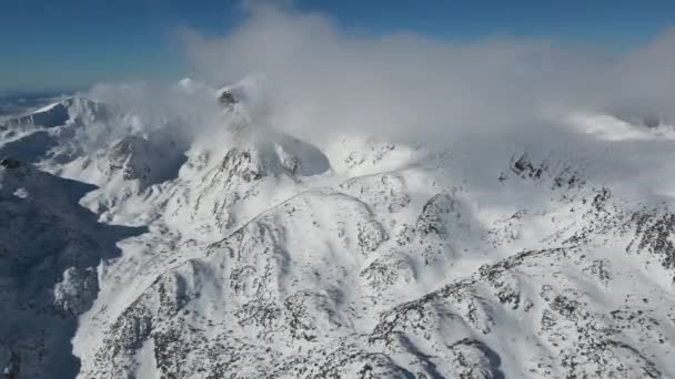 Increíble Vista Aérea Invierno Montaña Pirin Cerca Los Picos Polezhan — Vídeos de Stock