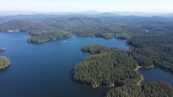 Aerial Summer View Shiroka Polyana Wide Meadow Reservoir Pazardzhik Region — Αρχείο Βίντεο