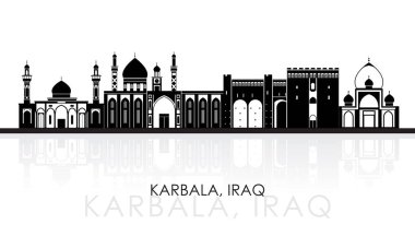 Silhouette Skyline panorama of city of Karbala, Iraq - vector illustration clipart