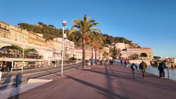 Нице Франция Января 2024 Года Мбаппе Прибрежной Улицы Города Ницца — стоковое видео