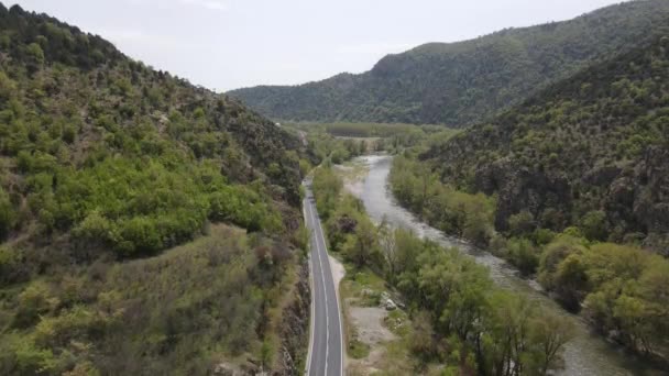 Flygfoto Över Struma Floden Passerar Genom Kresna Gorge Bulgarien — Stockvideo