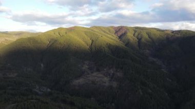 Amazing Aerial sunset view of Rhodopes mountain near village of Babyak, Blagoevgrad region, Bulgaria