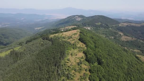 Paisagem Aérea Verão Montanha Erul Perto Pico Kamenititsa Região Pernik — Vídeo de Stock