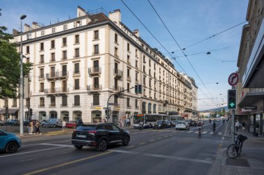 GENEVA, SWitzERLAND - 19 Haziran 2023: İsviçre 'nin Cenevre kentinin şaşırtıcı panoramik manzarası