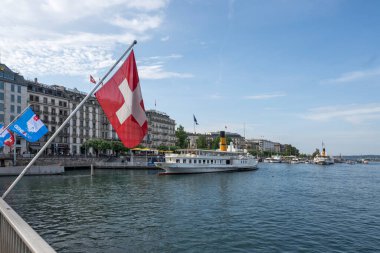 GENEVA, SWitzERLAND - 19 Haziran 2023: İsviçre 'nin Cenevre kentinin şaşırtıcı panoramik manzarası