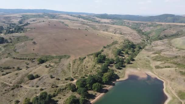 Flygfoto Över Oslome Dammen Pernikregionen Bulgarien — Stockvideo