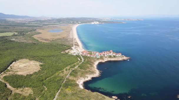 Úžasný Letecký Pohled Pláž Arkutino Burgas Region Bulharsko — Stock video