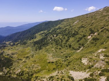 Amazing Aerial view of Pirin Mountain near Yalovarnika peak, Bulgaria