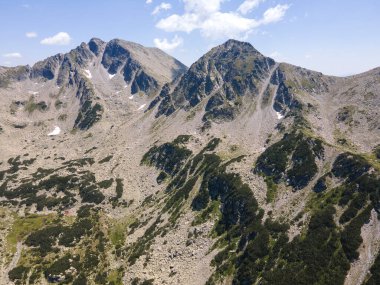 Amazing Aerial view of Pirin Mountain near Yalovarnika peak, Bulgaria