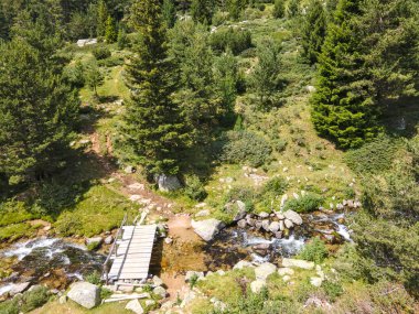 Bulgaristan 'ın Yalovarnika zirvesi yakınlarındaki Pirin Dağı' nın şaşırtıcı hava manzarası