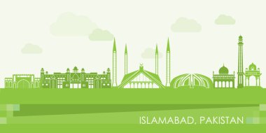 Green Skyline panorama of city of Islamabad, Pakistan - vector illustration clipart