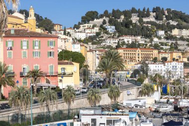MENTON, FRANCE - 27 Ocak 2024: Menton, Provence Alpes-Cote d 'Azur, Fransa' nın panoramik manzarası