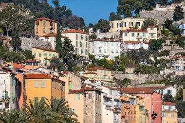 MENTON, FRANCE - 27 Ocak 2024: Menton, Provence Alpes-Cote d 'Azur, Fransa' nın panoramik manzarası