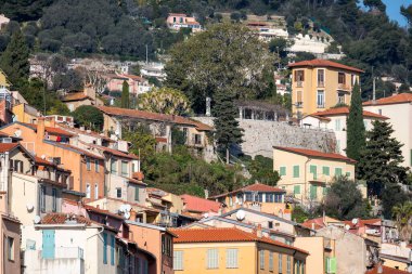 MENTON, FRANCE - 27 Ocak 2024: Menton, Provence Alpes-Cote d 'Azur, Fransa' nın panoramik manzarası