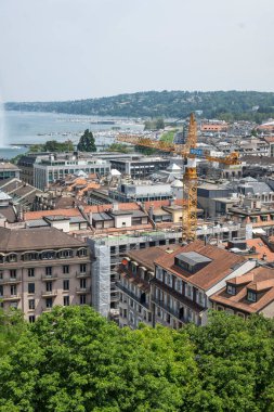 GENEVA, SWitzERLAND - 20 Haziran 2023: İsviçre 'nin Cenevre kentinin şaşırtıcı Panoramik manzarası