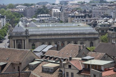 GENEVA, SWitzERLAND - 20 Haziran 2023: İsviçre 'nin Cenevre kentinin şaşırtıcı Panoramik manzarası