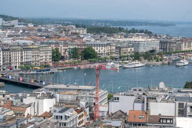 GENEVA, SWitzERLAND - 20 Haziran 2023: İsviçre 'nin Cenevre kentinin şaşırtıcı Panoramik manzarası