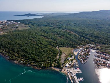 Aerial panorama of Chengene Skele - Fishing Village (Ribarsko Selishte) near city of Burgas, Bulgaria clipart