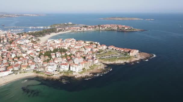 Αεροφωτογραφία Της Πόλης Sozopol Harmanite Beach Burgas Region Βουλγαρία — Αρχείο Βίντεο