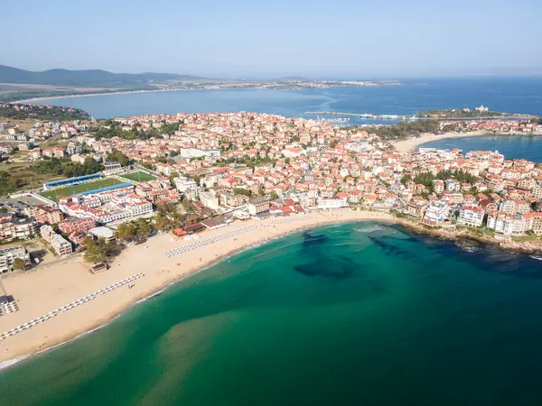 Aerial View Town Sozopol Harmanite Beach Burgas Region Bulgaria Stock Image