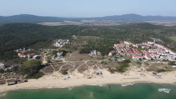 Bulgaristan Burgaz Bölgesi Sozopol Yakınlarındaki Smokinya Plajı Nın Hava Manzarası — Stok video