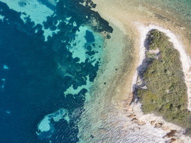 Kastri Sahili yakınlarındaki Sithonia kıyı şeridi, Chalkidiki, Orta Makedonya, Yunanistan